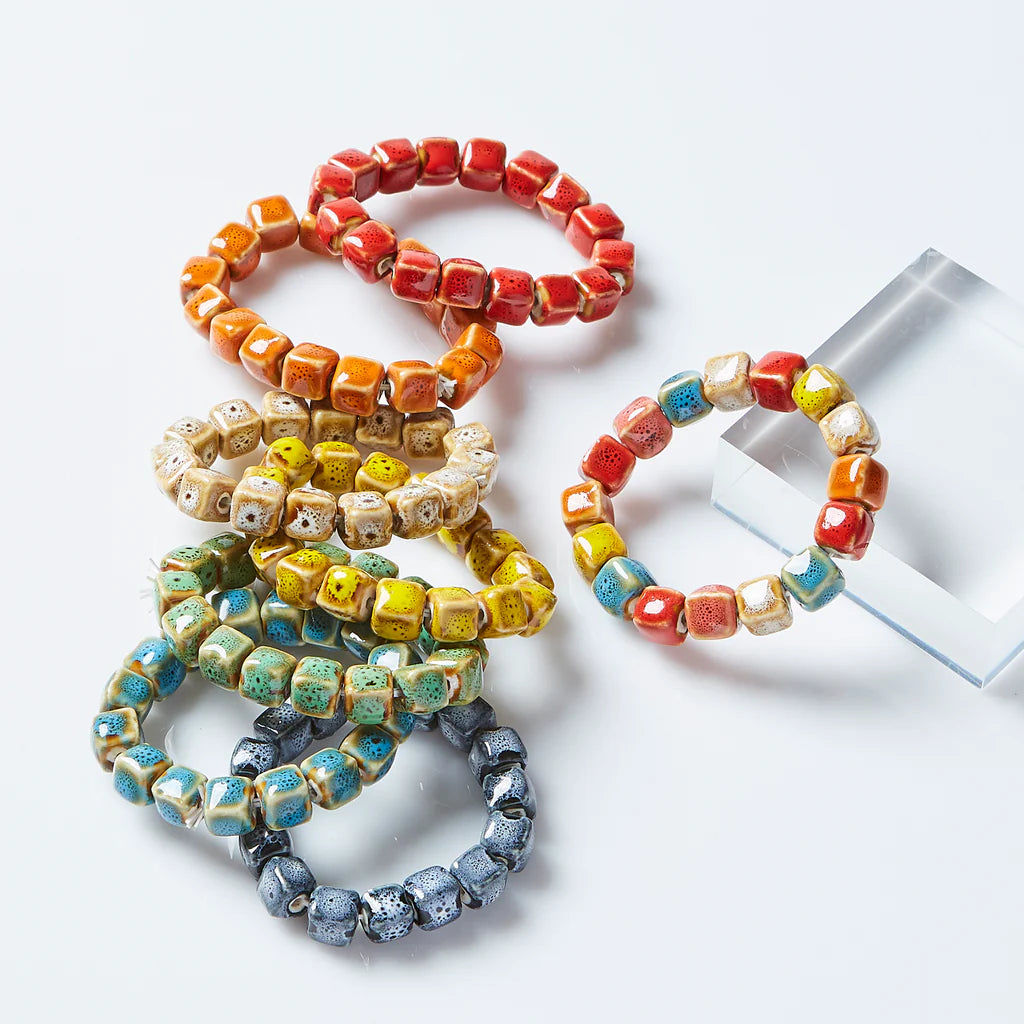 Large Cube Shape Clay Bracelet