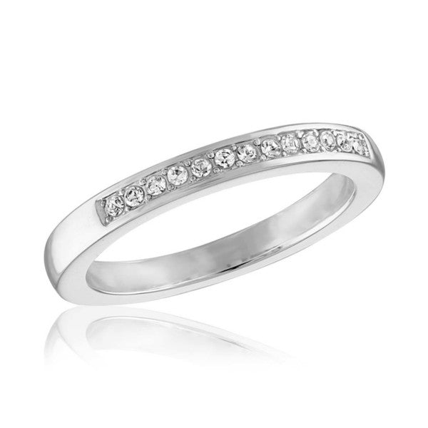 Channel Set CZ Band StackRing Silver