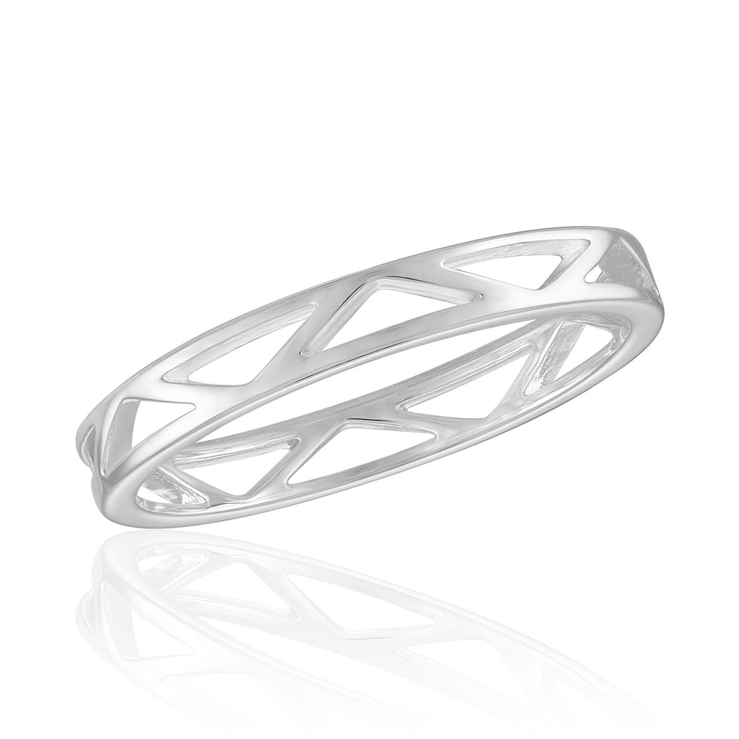 Cut-out Geometric Band Stack Ring