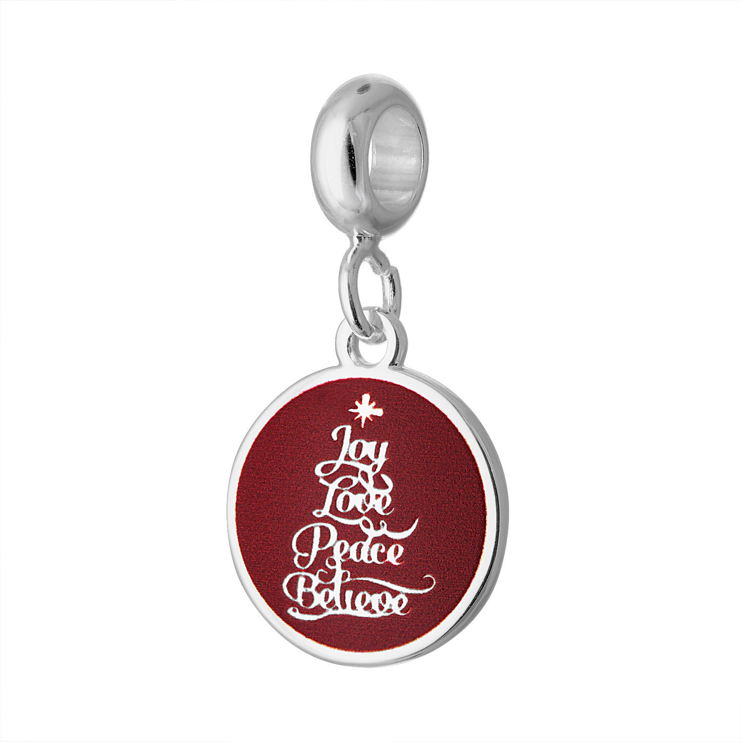 Davinci Red Joy, Love, Peace, Believe Charm Necklace