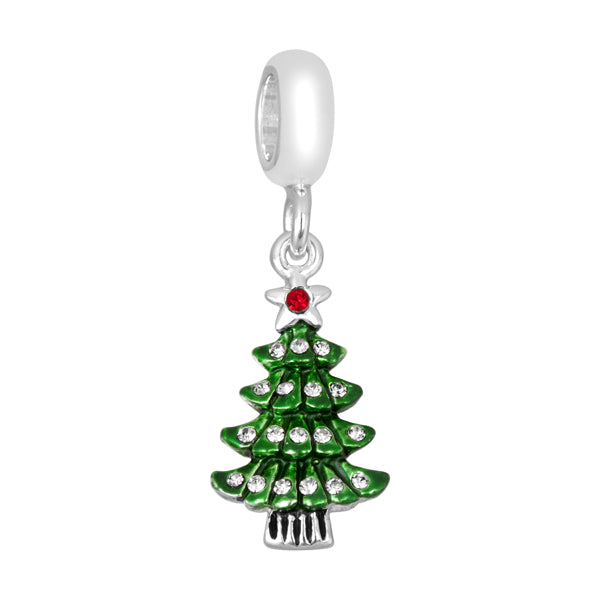 Davinci Green CZ Christmas Tree Charm Necklace