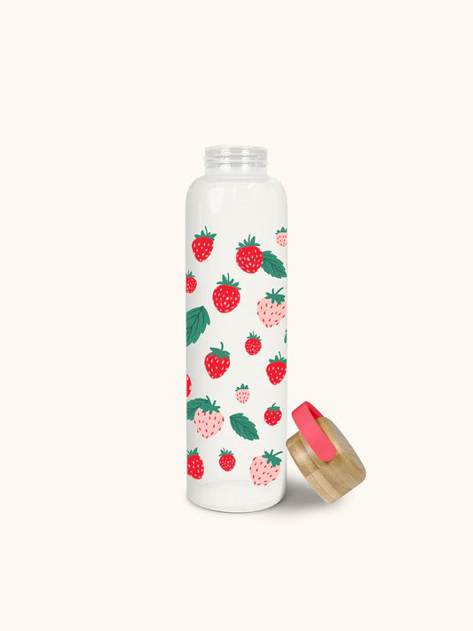 Berry Fresh Glass Water Bottle w/ Bamboo Lid