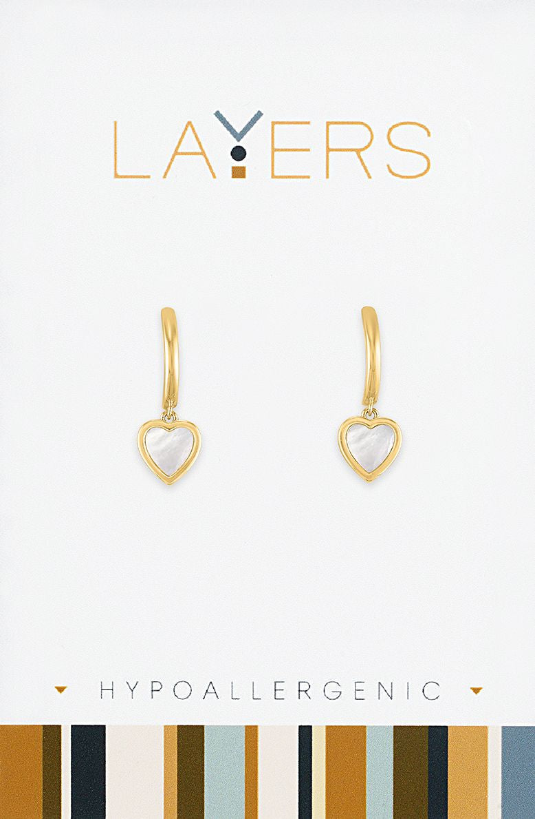 Gold SS Heart Huggie Layers Earrings
