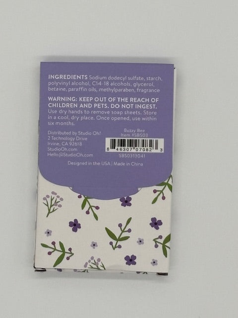 Buzzy Bee Lavender Single Use Soap sheets