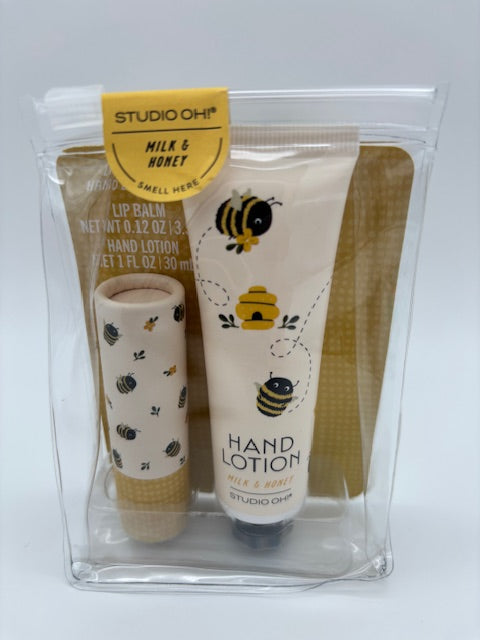 Buzzy Bees Milk and Honey Lip Balm and hand lotion set