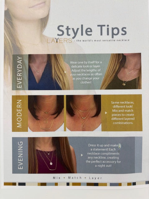 Gold Rectangular White SS Layers Necklace
