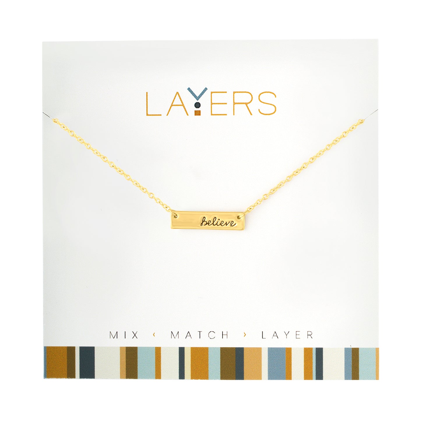 Gold "Believe" Tag Layers Necklace