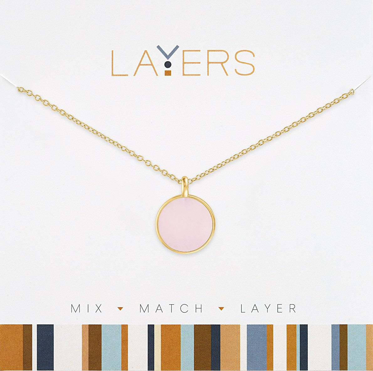 Gold Round Pink Seashell Layers Necklace