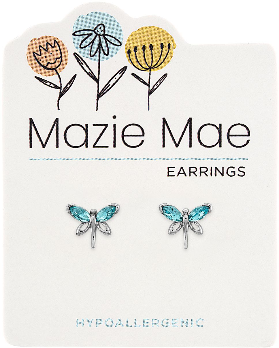 Silver Aquamarine Dragonfly Mazie Mae Earring