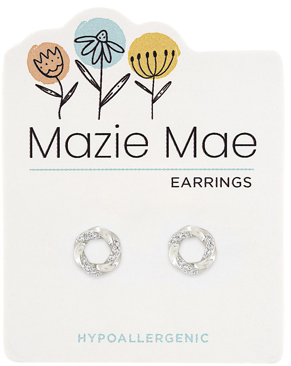 Silver Twisted CZ Loop Stud Mazie Mae Earring