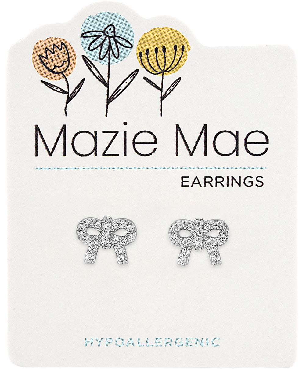 Silver CZ Bow Stud Mazie Mae Earring