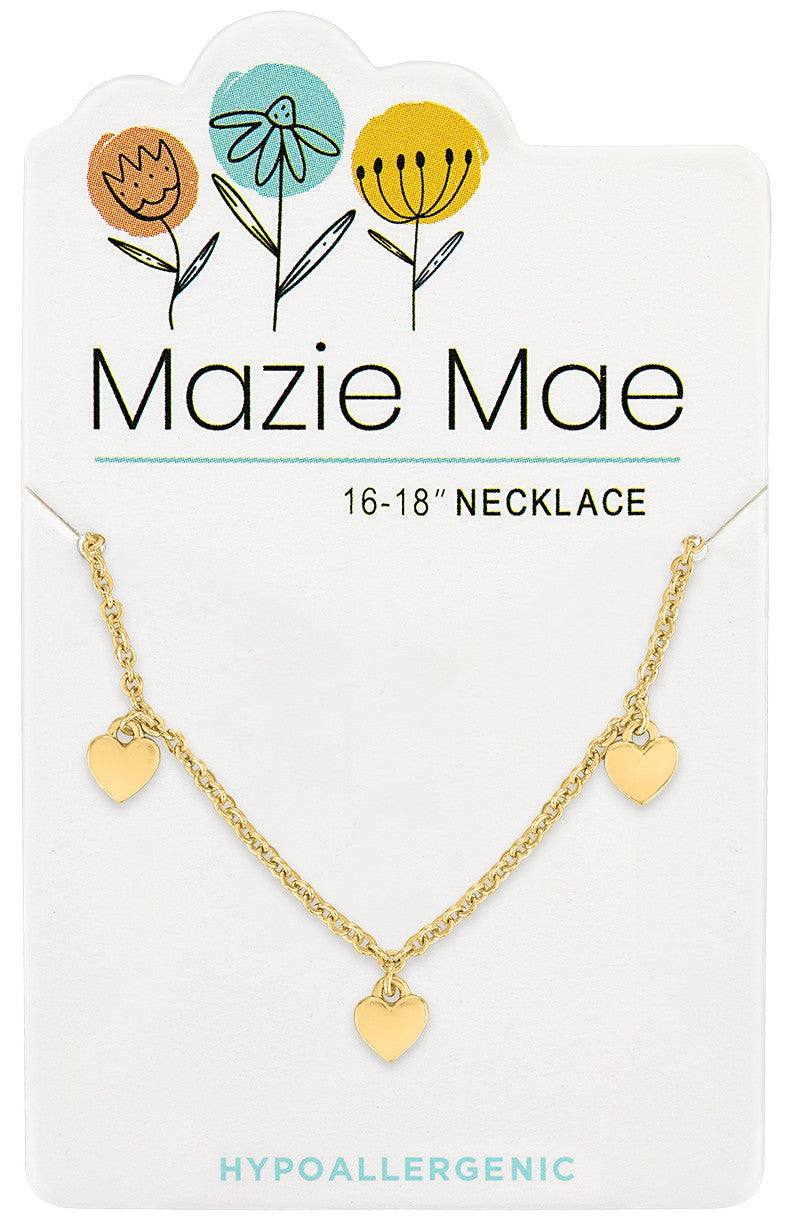 Gold Multi Dangle Heart Mazie Mae Necklace