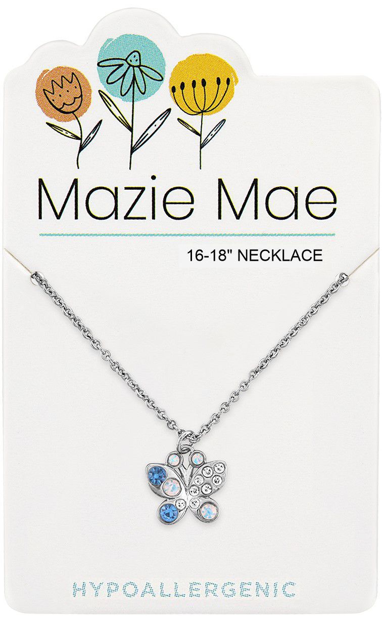 Silver Opal & Aquamarine Butterfly Mazie Mae Necklace