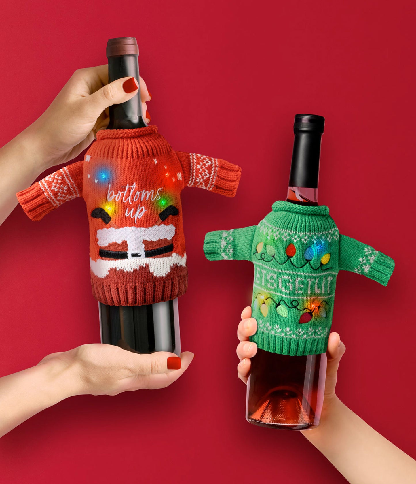 Uncle Bob's Light-Up Wine & Bottle Sweater
