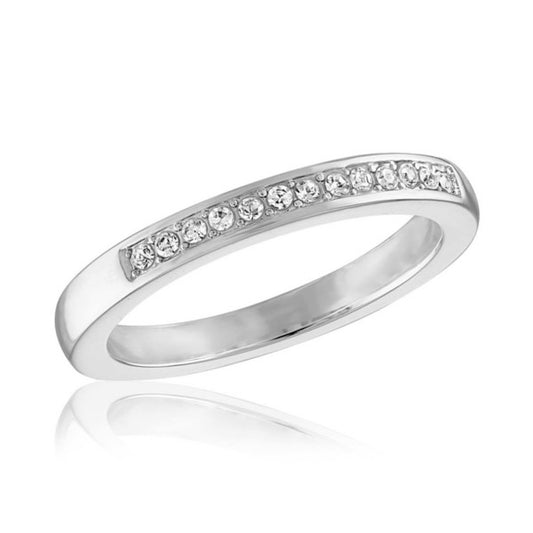 Channel Set CZ Band StackRing Silver