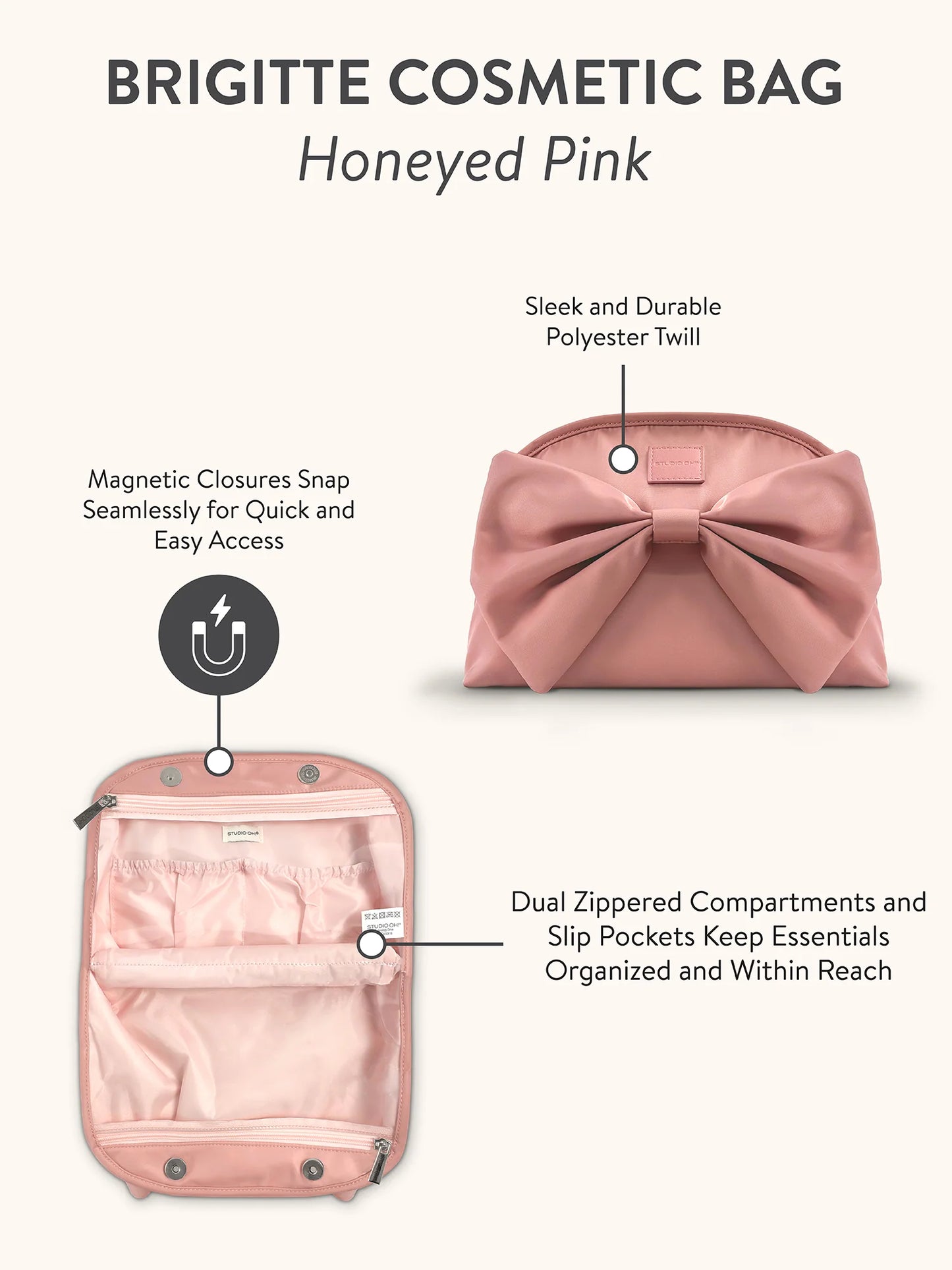 Honeyed Pink Brigitte Cosmetic Pouch