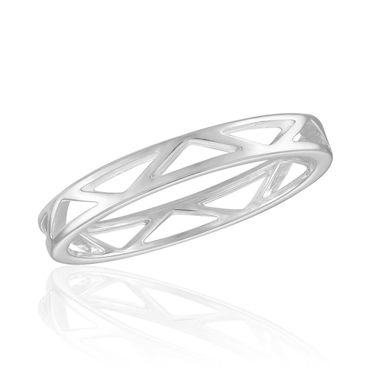 Cut-out Geometric Band Stack Ring