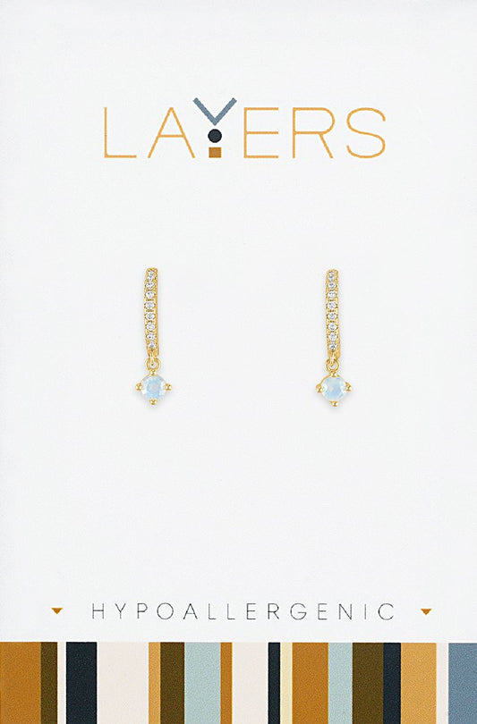 Gold Petite Opal CZ Huggie Layers Earrings