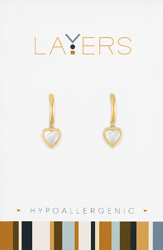 Gold SS Heart Huggie Layers Earrings