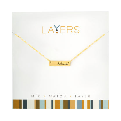 Gold "Believe" Tag Layers Necklace