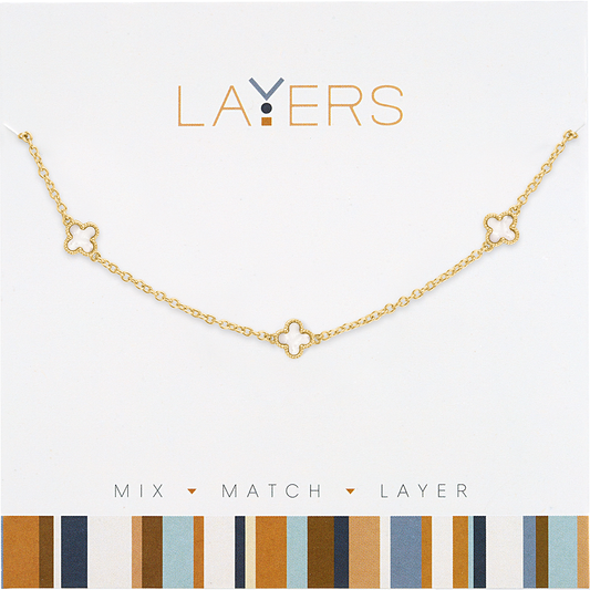 Gold Multi Mini Quatrefoil Layers Necklace