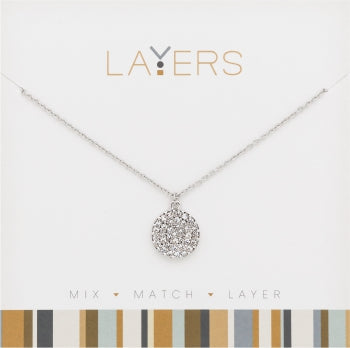Silver Round CZ Layers Necklace