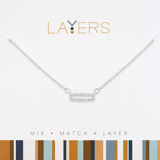 Silver CZ Single Link Layers Necklace