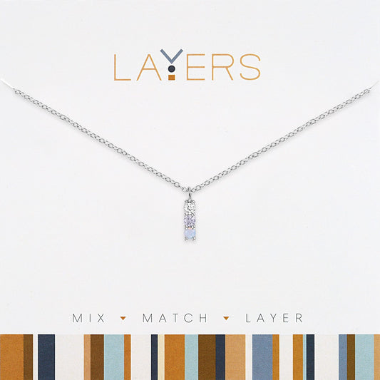 Silver Petite Blue Trio Layers Necklace