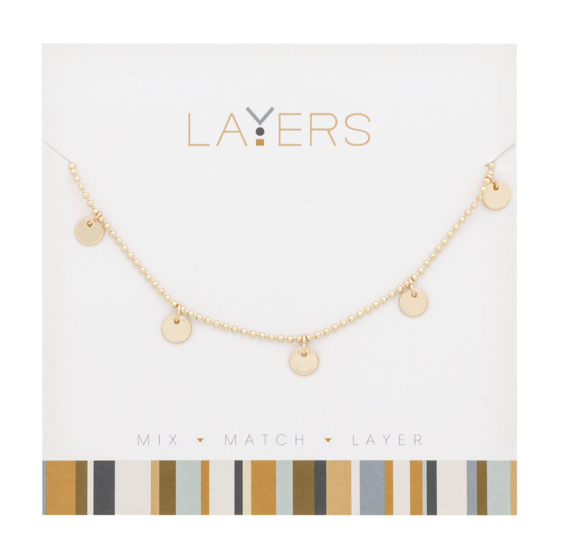 Gold Flat Disc Layers Necklace