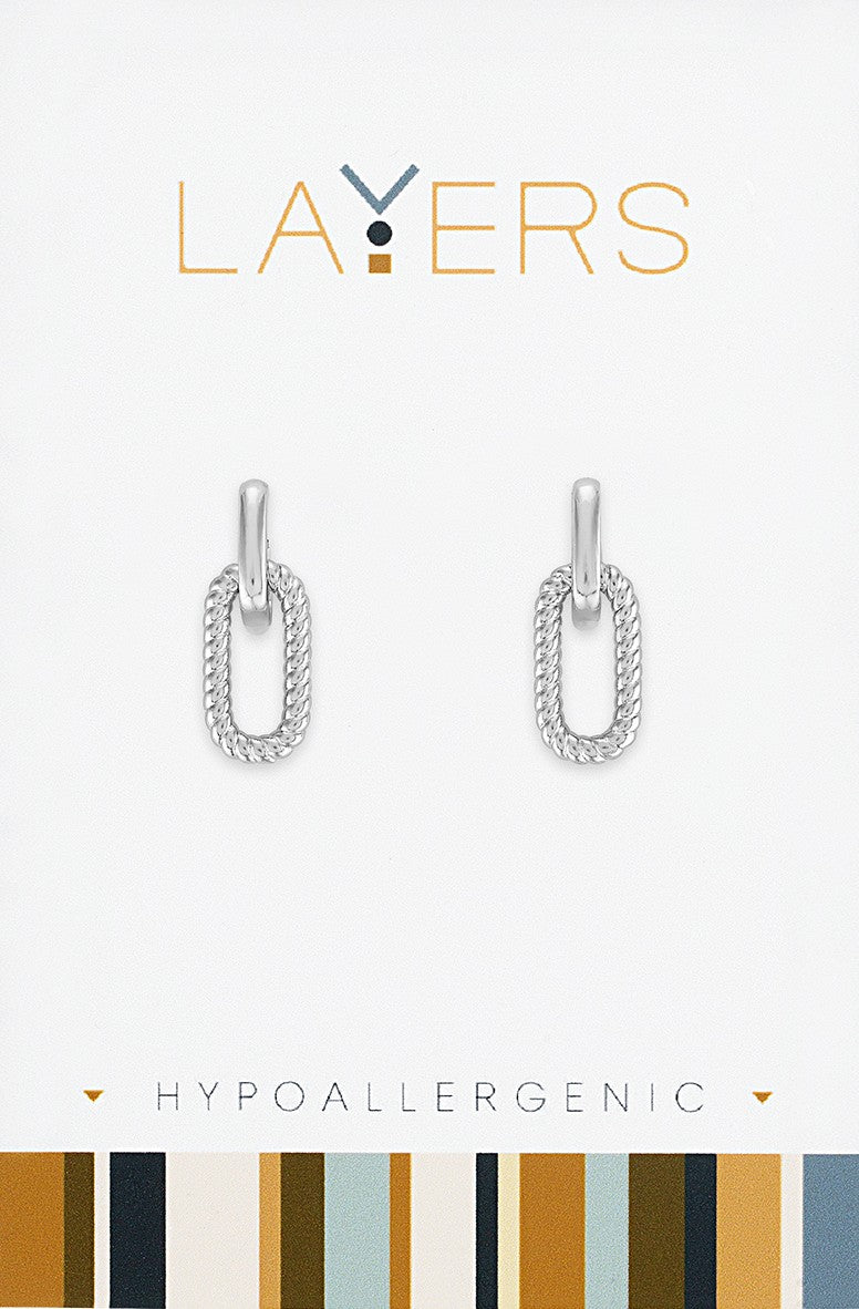 Silver Double Link Huggie  Layers Earrings