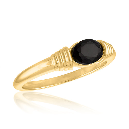 Wire Wrapped Black Diamond Gold Layers Ring