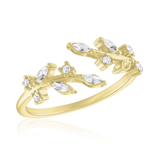 CZ Leaf Gold Layer Ring