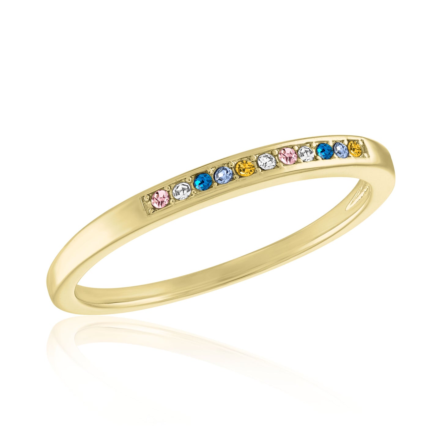 Multi-Color Inset CZ Gold Layers Ring