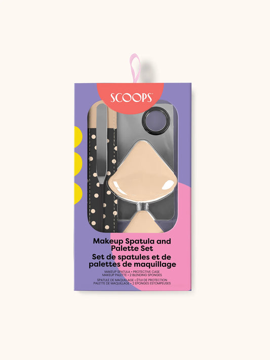 Makeup Spatula and Palette Set, Dots on Black
