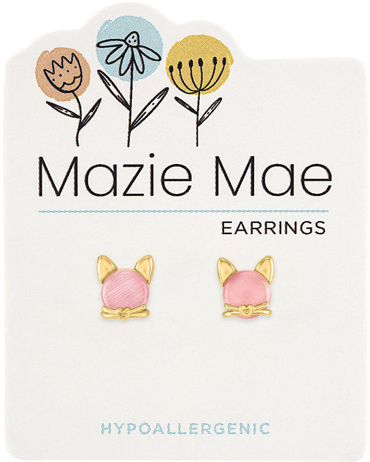 Gold Rosewater Opal Cat Stud Mazie Mae Earring