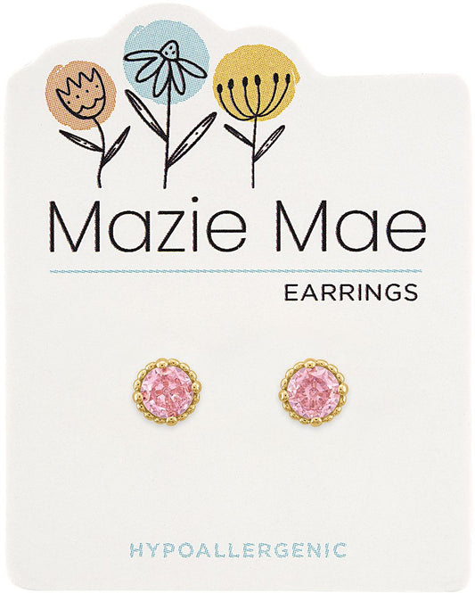 Gold Beaded Rose Stud Mazie Mae Earring