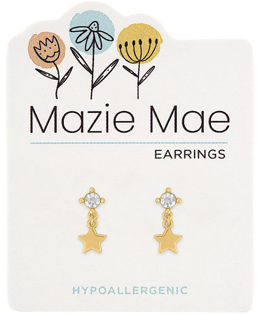 Gold CZ Star Drop Stud Mazie Mae Earring