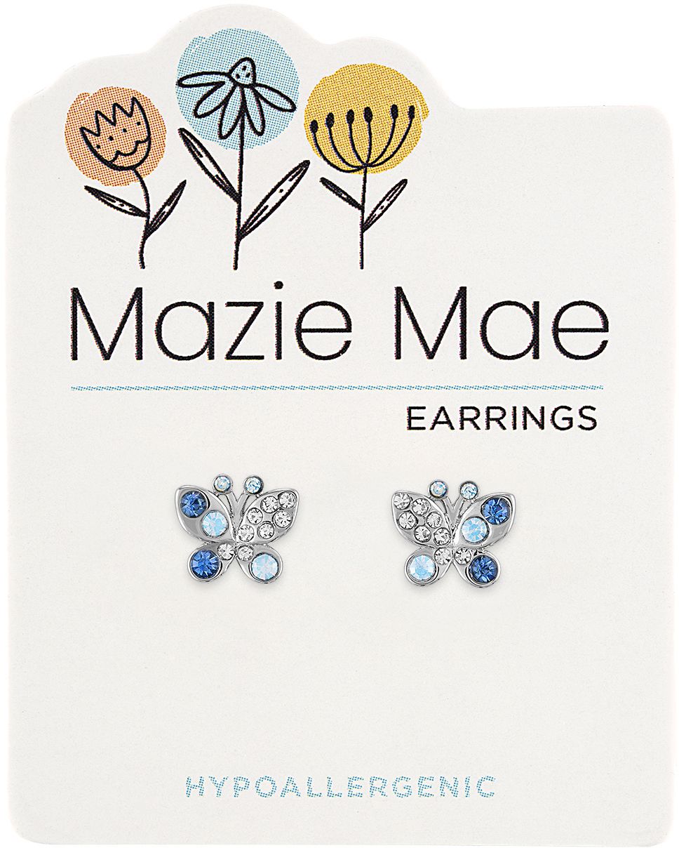 Silver Opal & Aquamarine Butterfly Stud Mazie Mae Earring