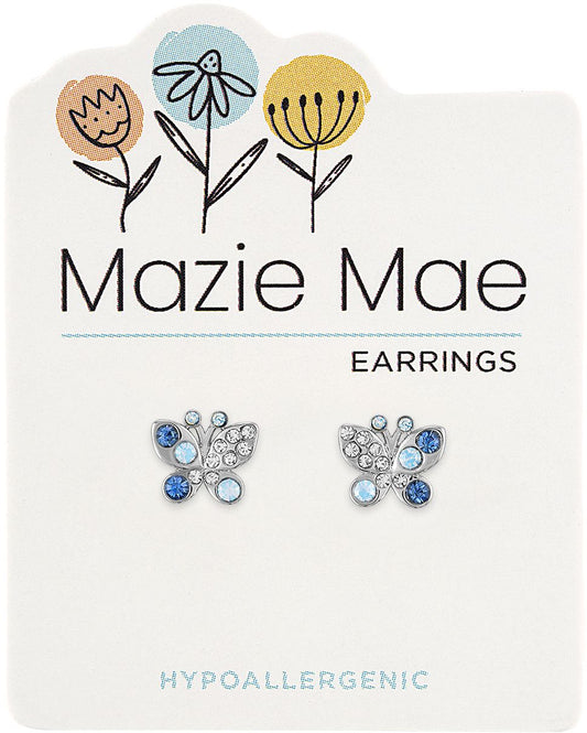 Silver Opal & Aquamarine Butterfly Stud Mazie Mae Earring