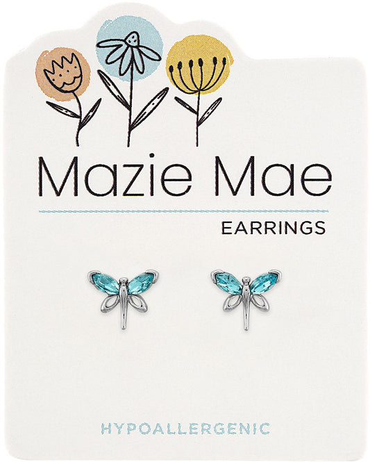 Silver Aquamarine Dragonfly Mazie Mae Earring