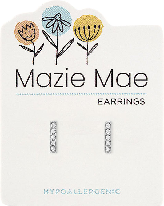 Silver CZ Bar Stud Mazie Mae Earring