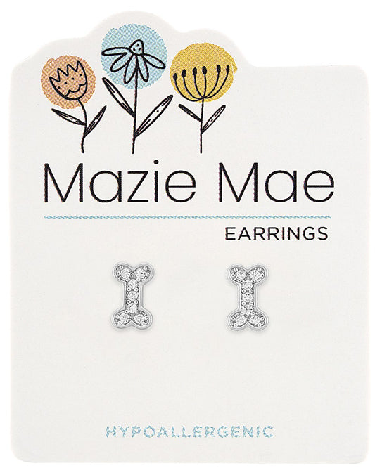 Silver CZ Dog Bone Stud Mazie Mae Earring