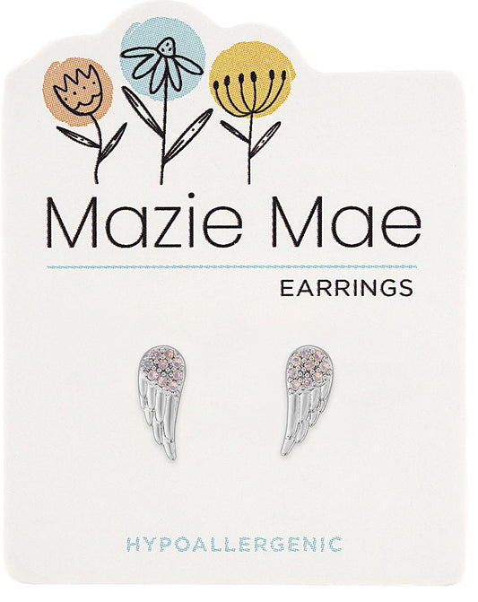 Silver CZ Angel Wing Stud Mazie Mae Earring