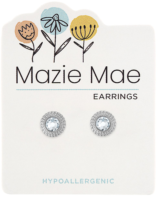 Silver Braided CZ Stud Mazie Mae Earring