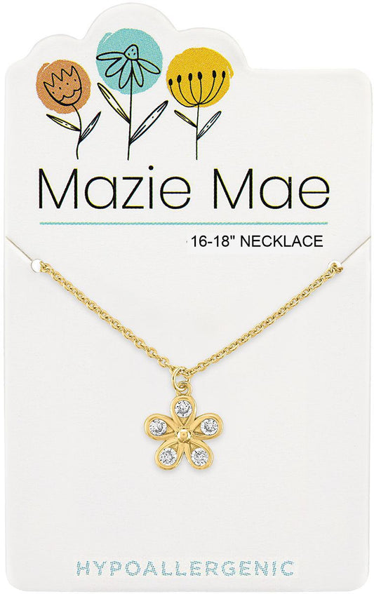 Gold CZ Flower Mazie Mae Necklace