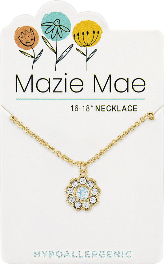 Gold White Opal CZ Flower Mazie Mae Necklace