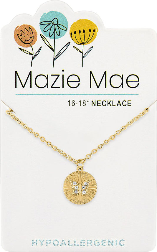 Gold Butterfly Disc Mazie Mae Necklace