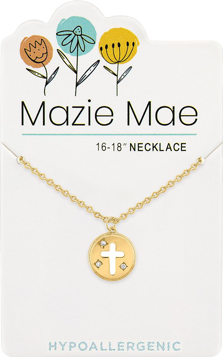 Gold Round Enamel Cross Mazie Mae Necklace