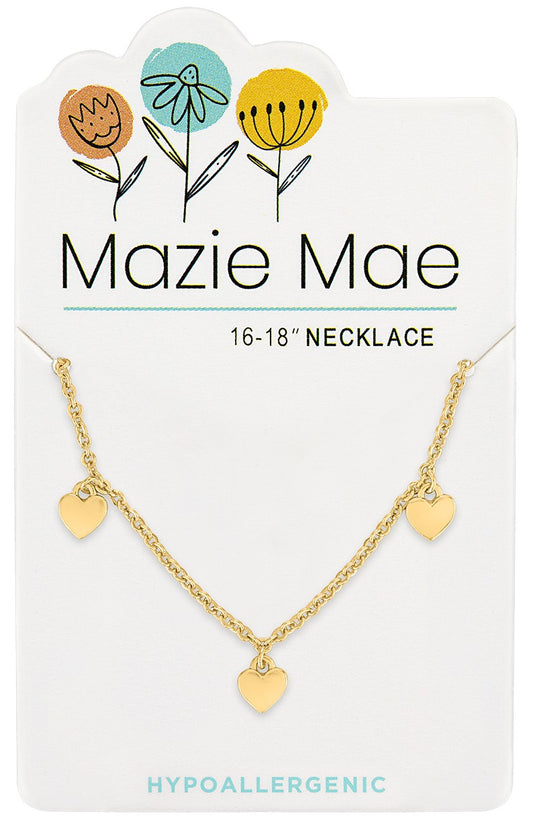 Gold Multi Dangle Heart Mazie Mae Necklace