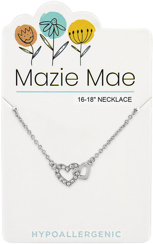 Silver Interlocking Hearts  Mazie Mae Necklace